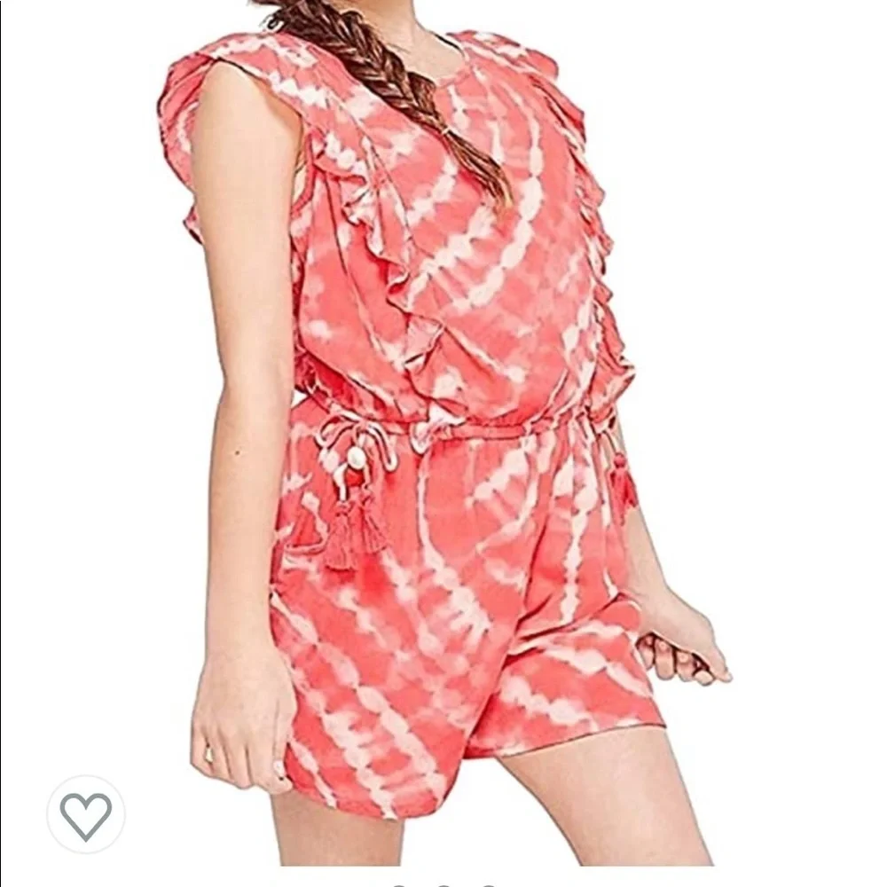 Justice size 8 coral tie dye romper NEW